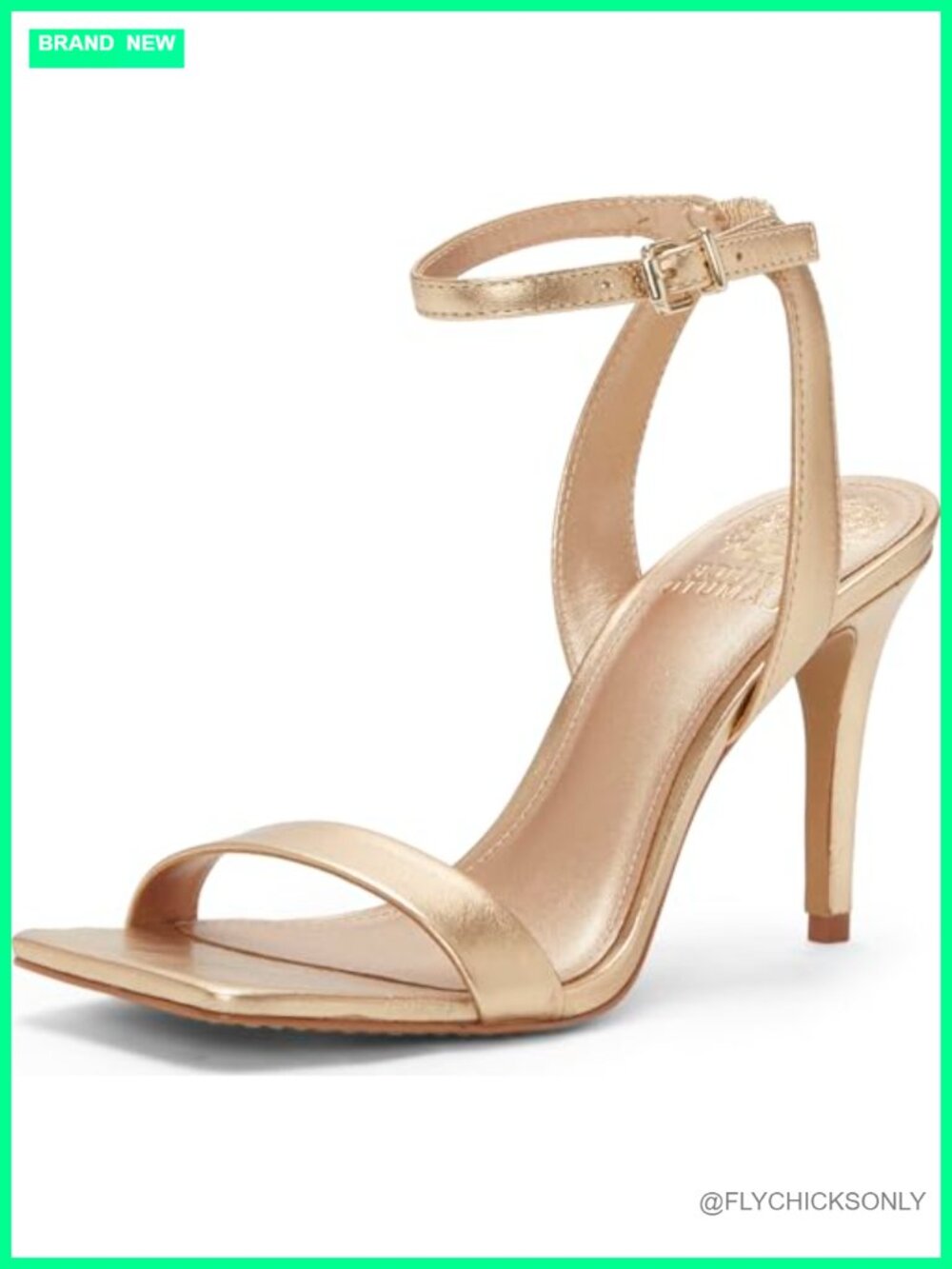 Leather Stiletto Heeled Sandals Open Square Toe Ankle Strap Formal